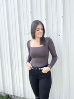 Load image into Gallery viewer, RD Style Stacy Square Neck Bodysuit - Dark Brown
