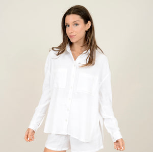 RD Style Alaia Gauze Button Up Shirt - White