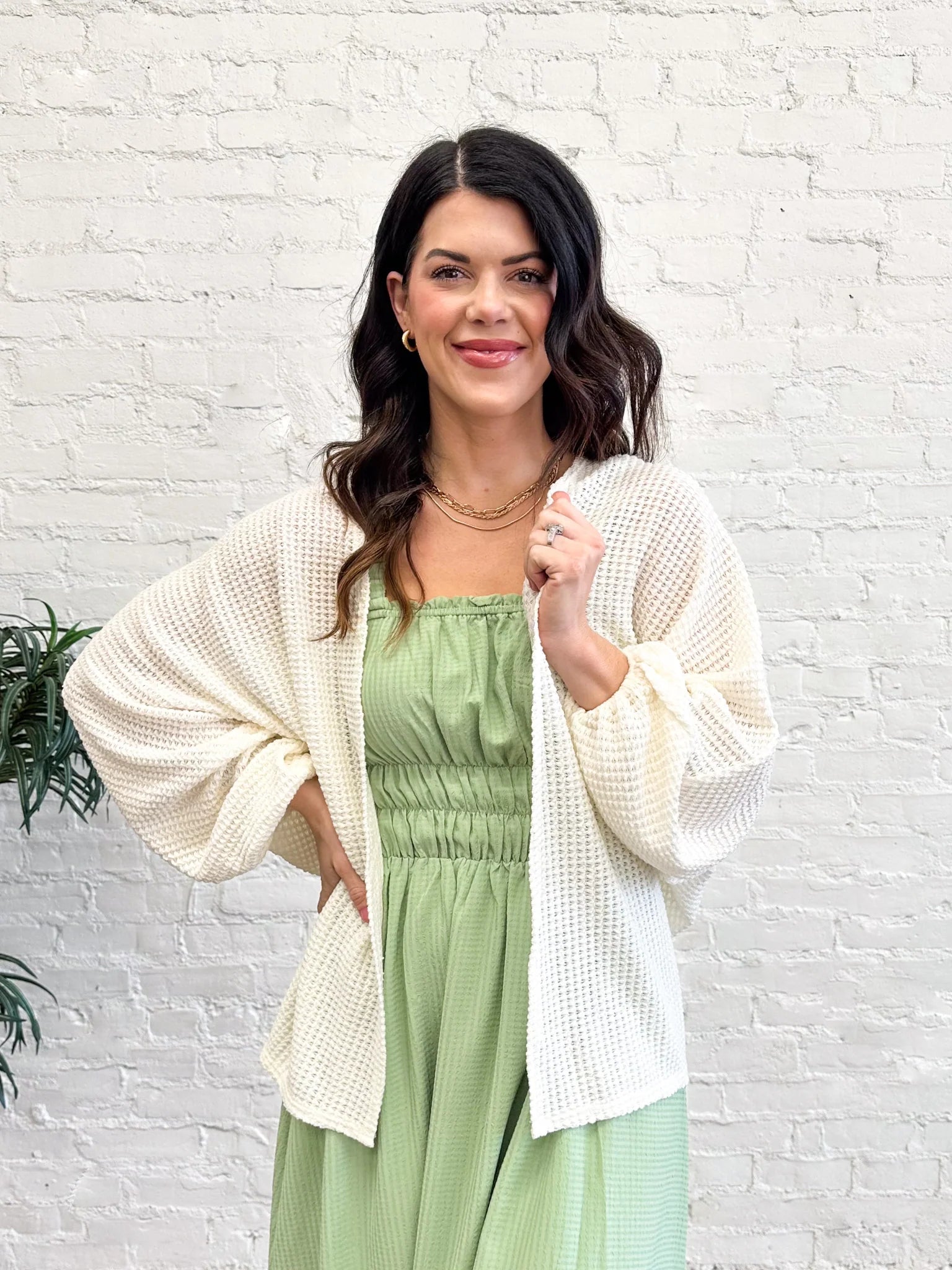 Sadie & Sage Thrive Open Knit Cardigan - Ivory