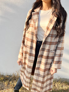 Sage the Label Nature Lover Plaid Coat - Taupe Brown