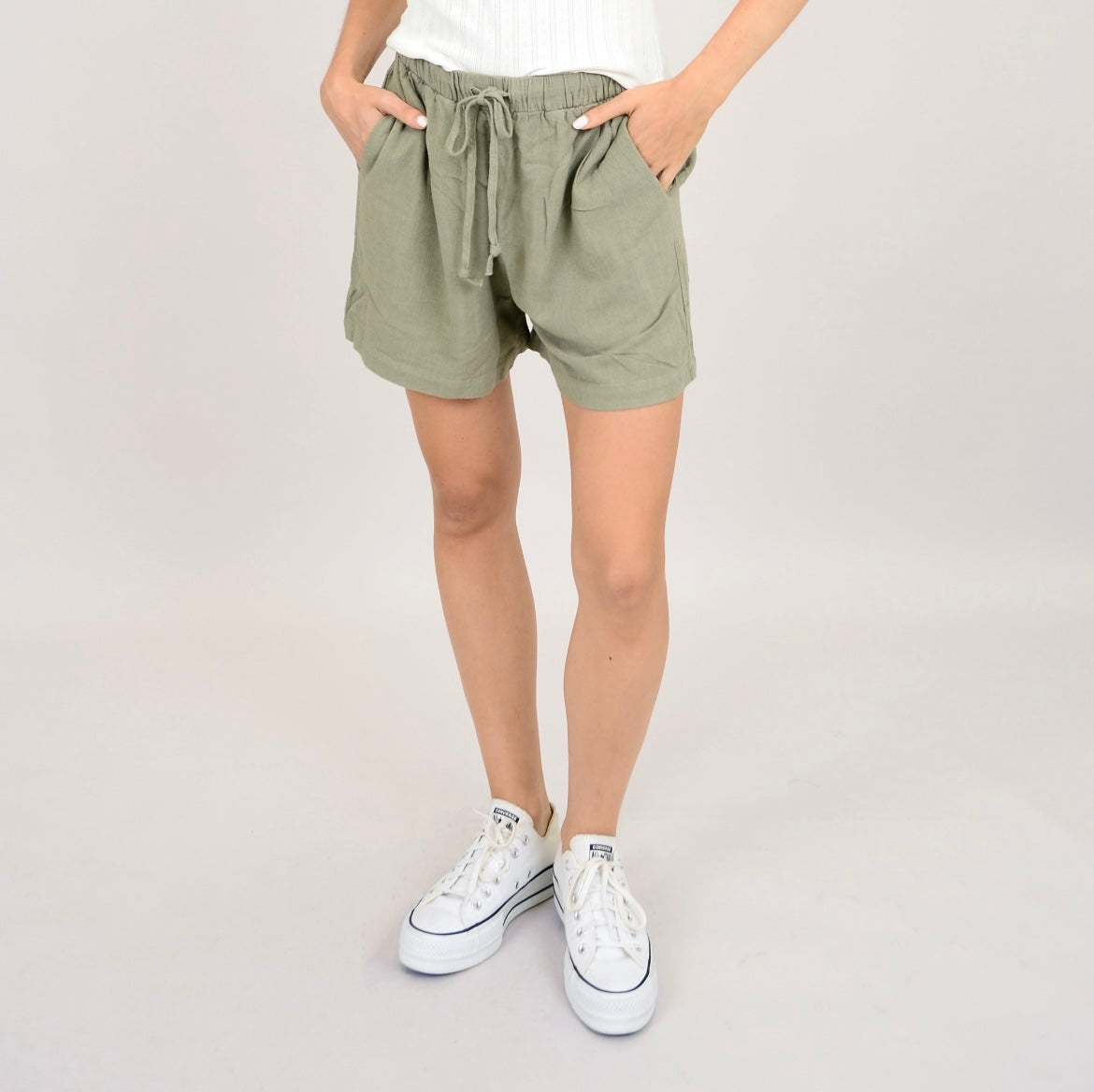 RD Style Sam Linen Blend Shorts - Moss
