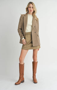 Sadie & Sage Nicola Houndstooth Blazer - Taupe Multi