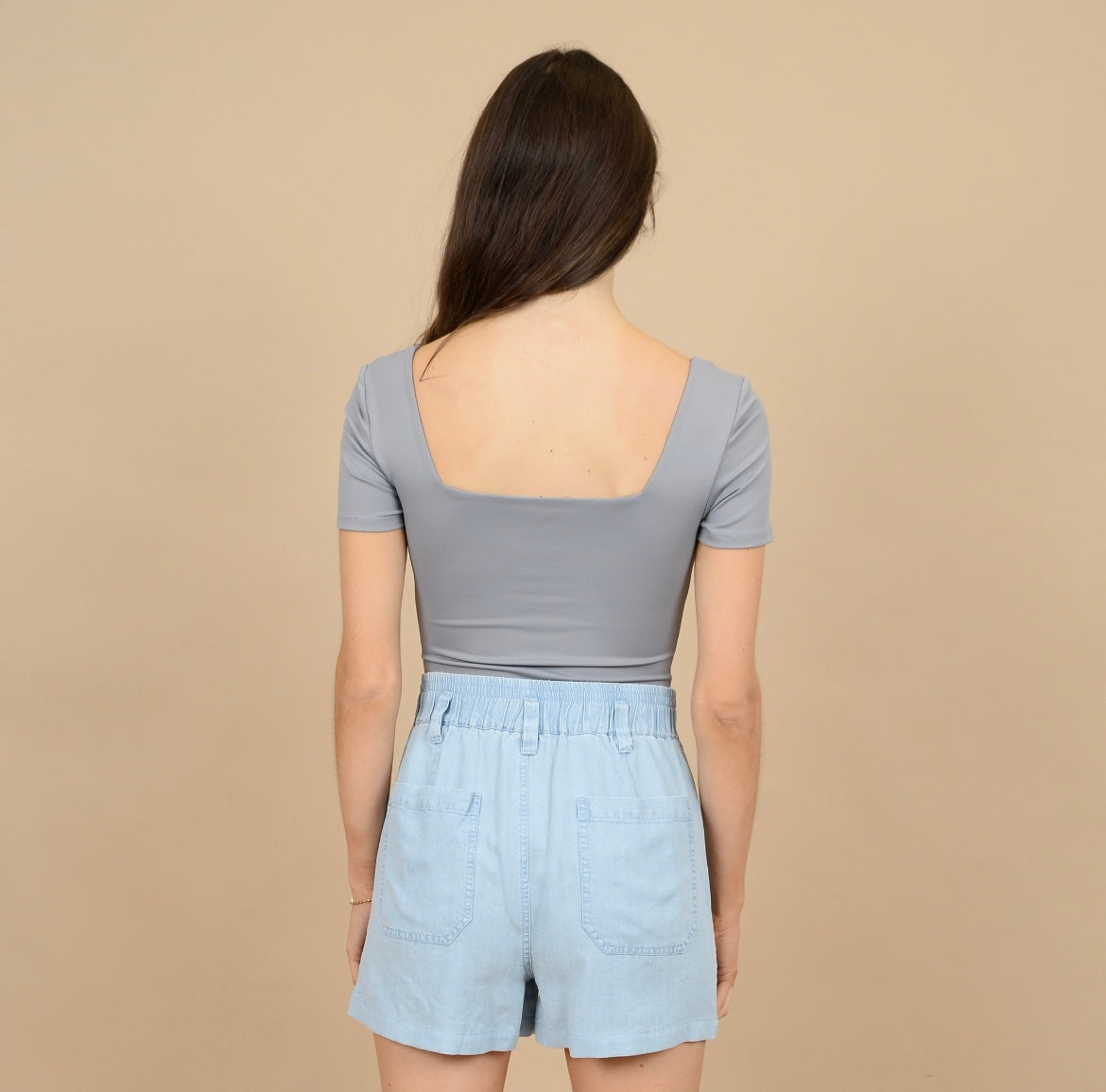 RD Style Stacy Short Sleeve Bodysuit - TItanium