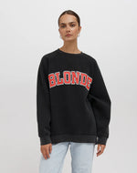 Load image into Gallery viewer, Brunette the Label Blonde NYBF Varisty Crewneck - Washed Black
