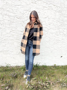 RD Style Sadie Plaid Shacket - Camel