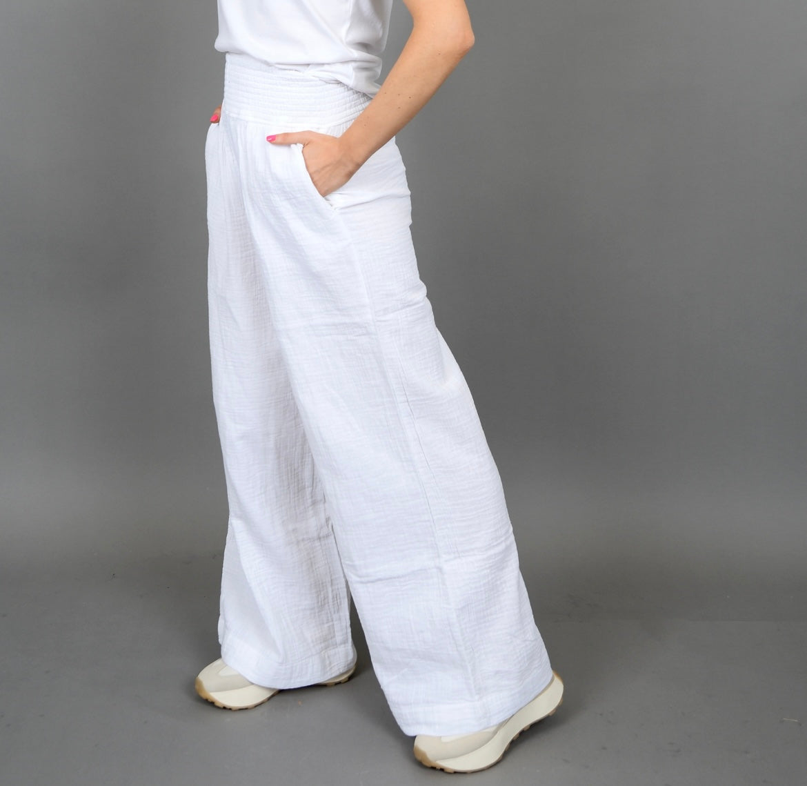 RD Style Anokia Gauze Pants - White