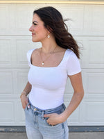 Load image into Gallery viewer, RD Style Stacy Short Sleeve Ribbed Bodysuit - White
