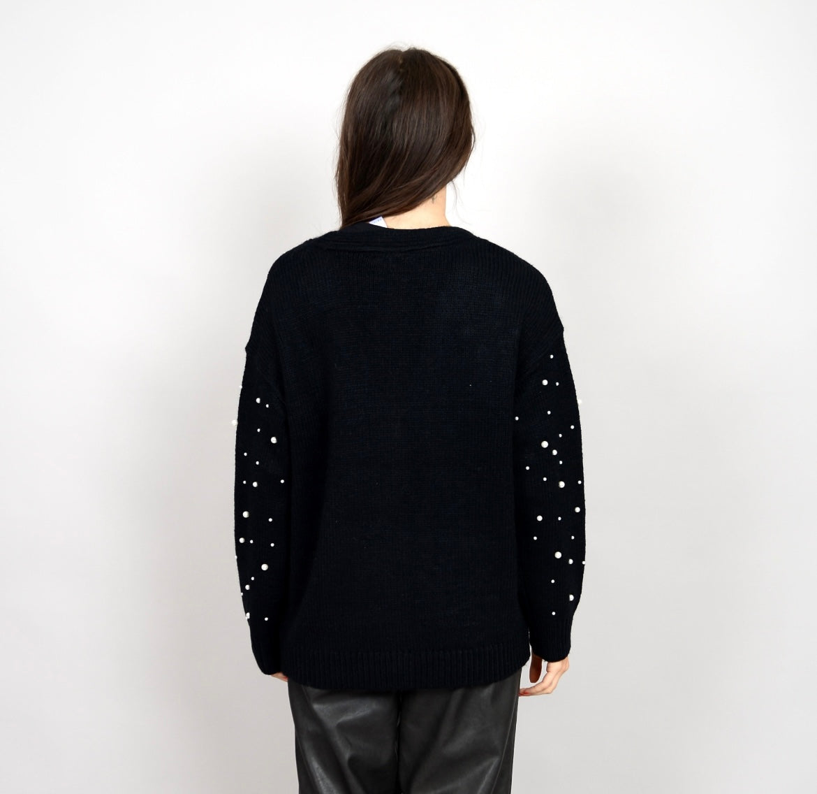 RD Style Raziella Pearl Cardigan - Black