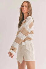 Load image into Gallery viewer, Sage the Label Lucia Striped Sweater - Taupe
