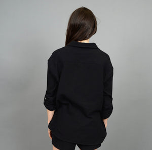 RD Style Alaia Gauze Button Up Shirt - Black