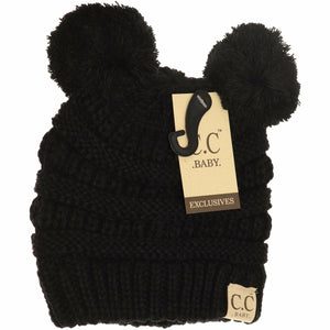 CC Beanie Baby Double Pom Beanie - Black