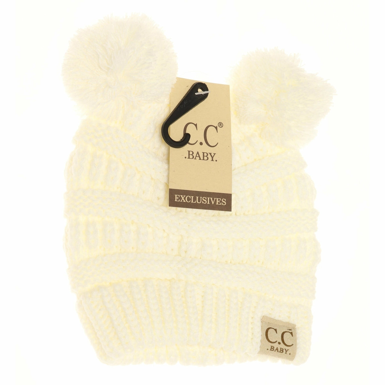 CC Beanie Baby Double Pom Beanie - Ivory