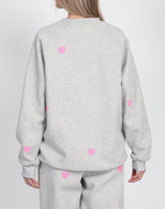 Load image into Gallery viewer, Brunette the Label All Over Heart Big Sister Crewneck - Pebble Grey
