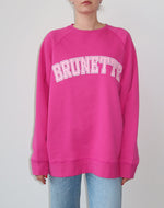 Load image into Gallery viewer, Brunette the Label NYBF Brunette Varsity Crewneck - Fuschia
