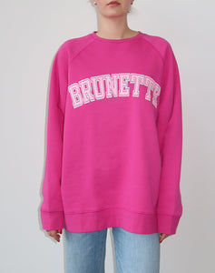 Brunette the Label NYBF Brunette Varsity Crewneck - Fuschia