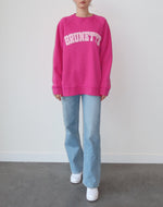 Load image into Gallery viewer, Brunette the Label NYBF Brunette Varsity Crewneck - Fuschia
