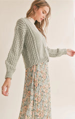 Load image into Gallery viewer, Sadie and Sage Piper Contrast Knit Cardigan - Sage
