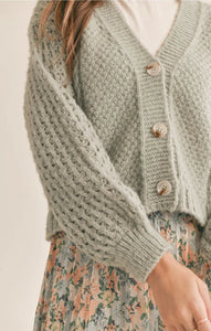 Sadie and Sage Piper Contrast Knit Cardigan - Sage