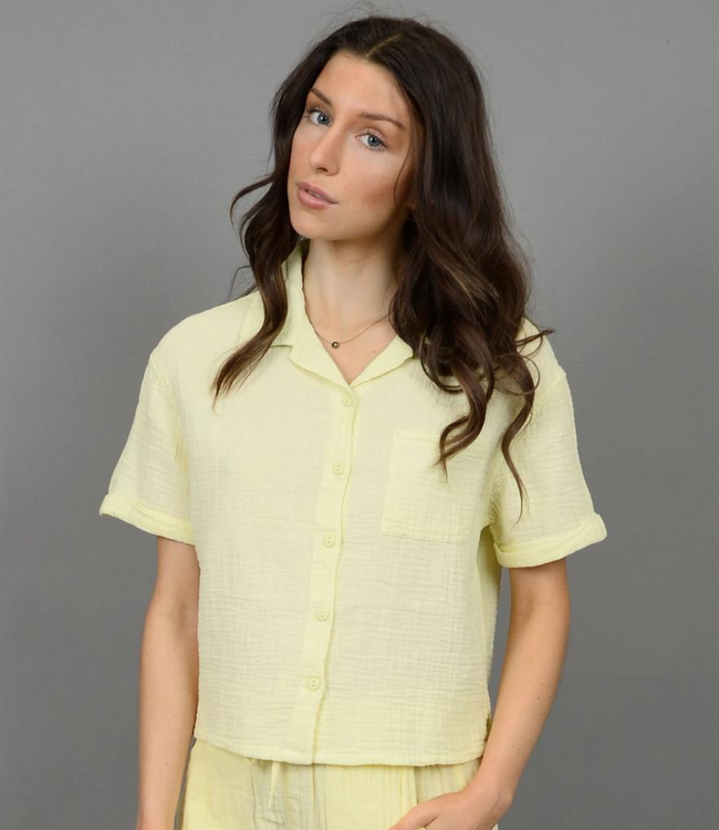 RD Style Anastasia Gauze Short Sleeve Shirt - Lemon Lime