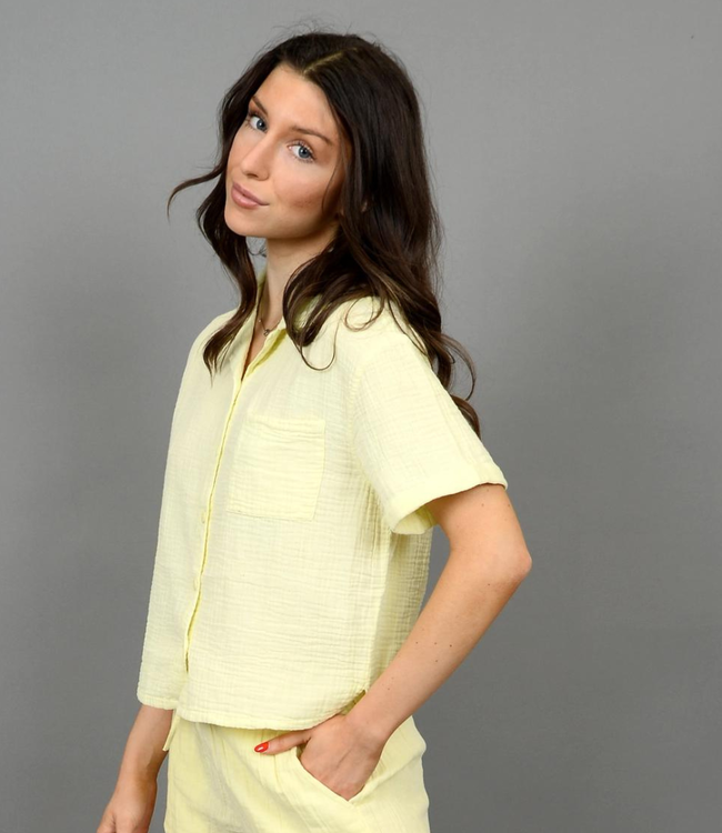 RD Style Anastasia Gauze Short Sleeve Shirt - Lemon Lime