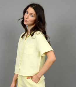 RD Style Anastasia Gauze Short Sleeve Shirt - Lemon Lime