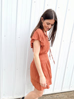 Load image into Gallery viewer, RD Style Pania Ruffle Dress - Baked Clay
