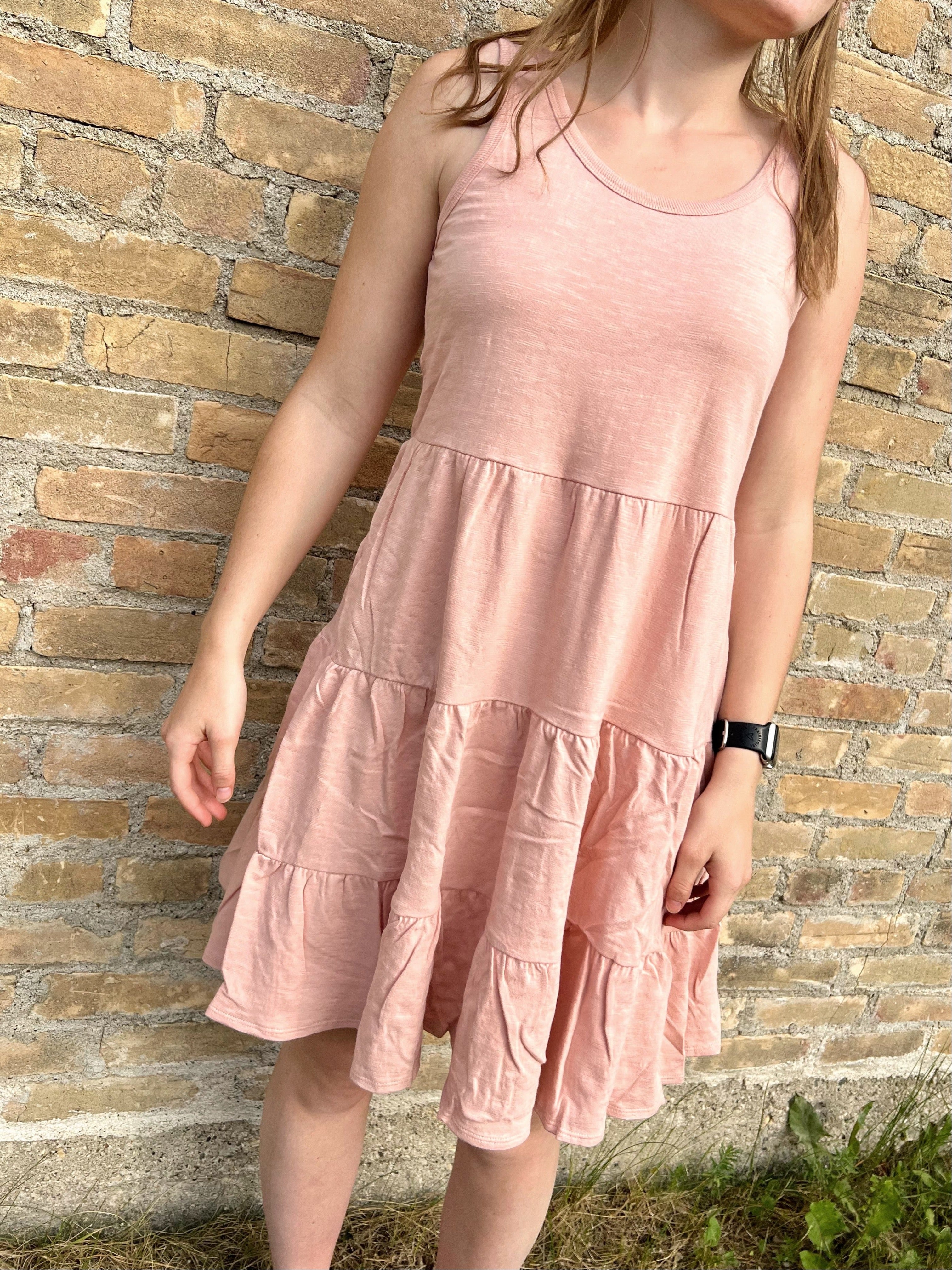 RD Style Tracy Tiered Tank Dress - Dried Rose