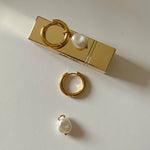 Load image into Gallery viewer, Namaste Jewelry Anna Pearl Hoop Earrings - Gold
