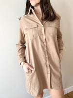 Load image into Gallery viewer, RD Style Penelope Cargo Pocket Shirt Dress - Tan
