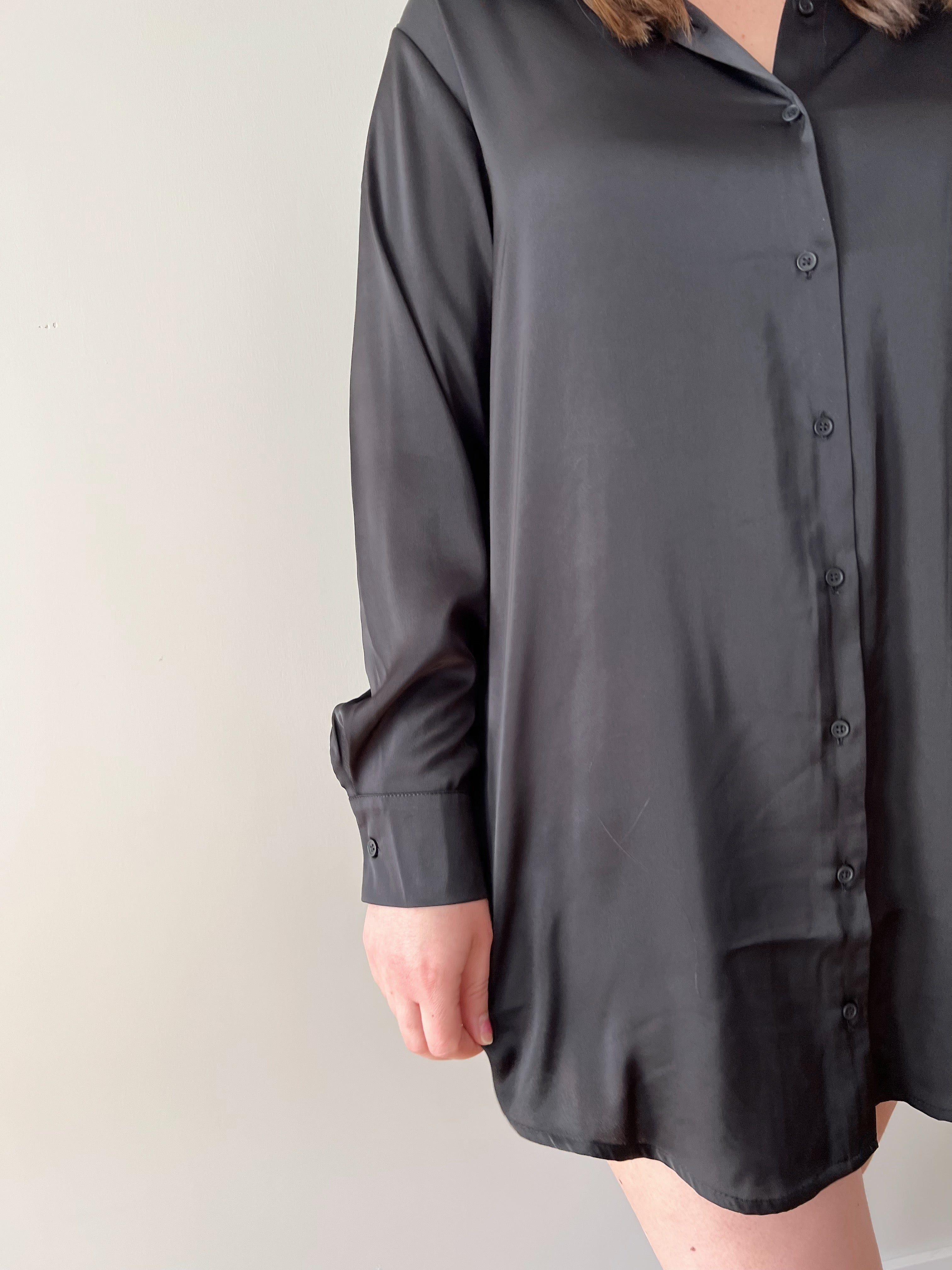 RD Style Penelope Satin Shirt Dress - Black – Hallow Clothing Co.