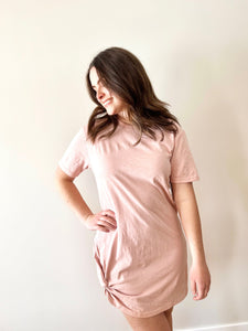 RD Style Tiana Knotted Tshirt Dress - Dried Rose